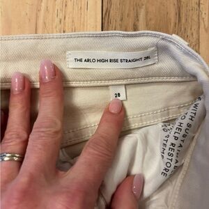 Denim Forum Arlo High Rise Straight Jeans - Cream